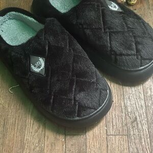 Fred Perry Black Textured Slip-Ons